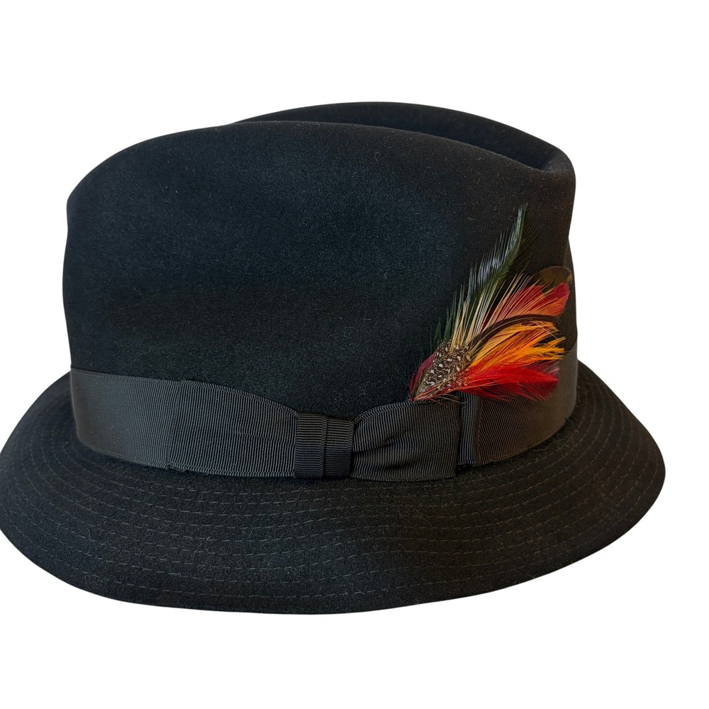 Vintage Champ Whisperjet Eastern Air Lines Black Felt Fedora Hat 7 1/4